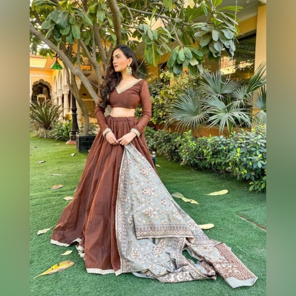 Brown Lehenga - Picture 2 of 4